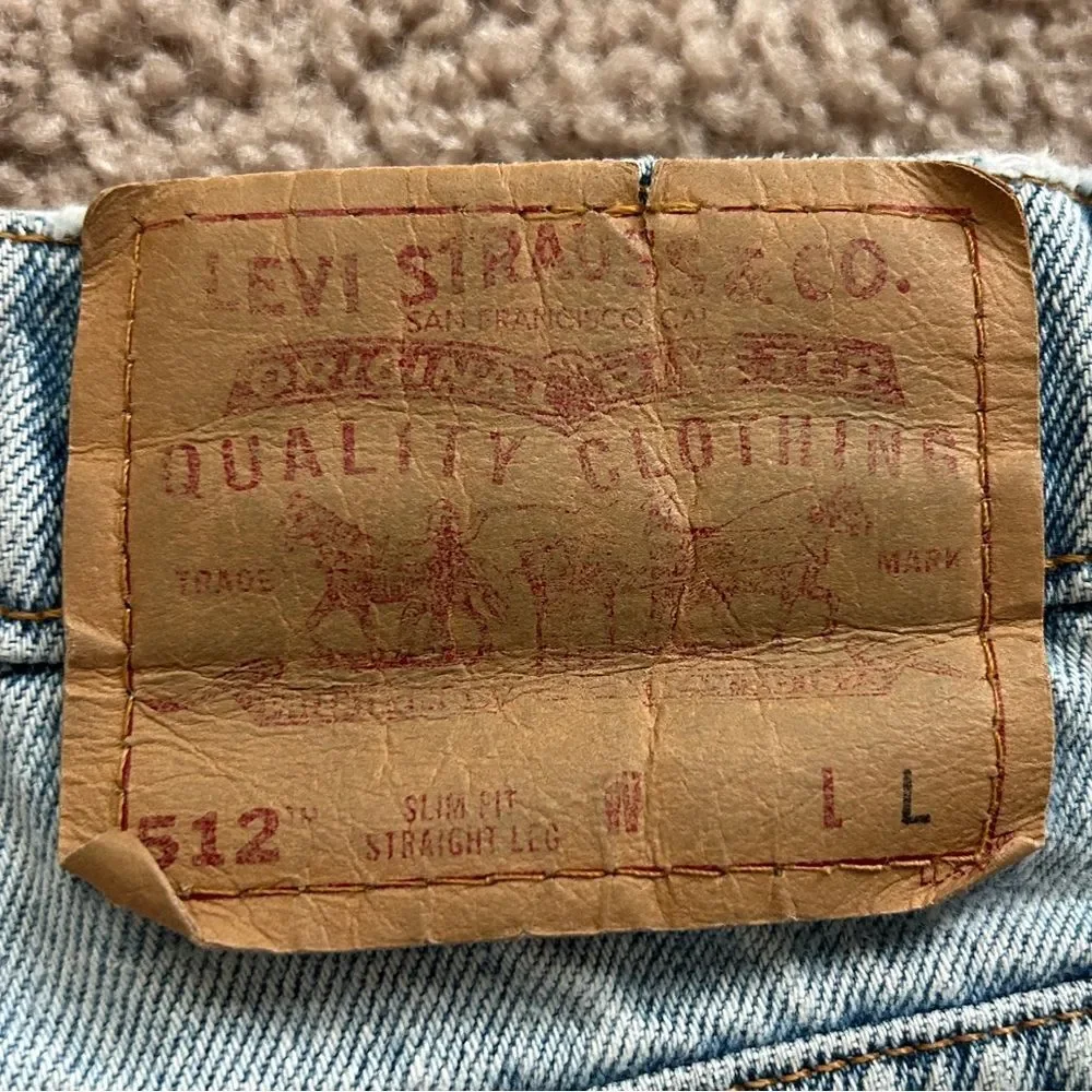 Levis Womens 512 Light Blue Wash Slim Fit Raw Hem Jean Shorts Size 6 Long